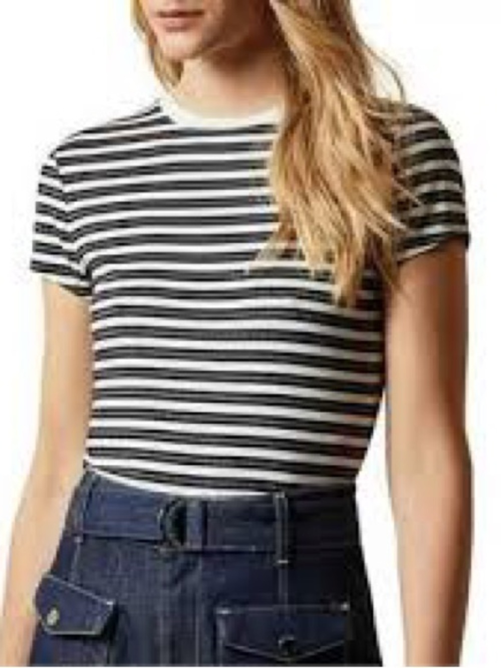 Ted Baker London Navy Gold White Stripes Crewneck Tee Ted Size 2